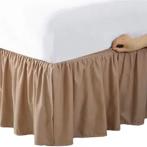 Maker’s Never Lift Your Mattress Microfiber Wrap-Around Skirt, Gathered Ruffled Style, Classic 14 Inch Drop Length, Full, Mocha