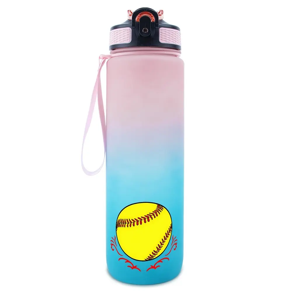 1pc 32oz Sports Water Bottle Softball Design Feature Ideal for Daily Use Gift Option Outdoor Durable Large Capacity Hiking Water Bottle Time Marker Office Water Bottle for Hydration Sports Drinking Bottle Travel Bottled Drinkware Drinkware Bottles