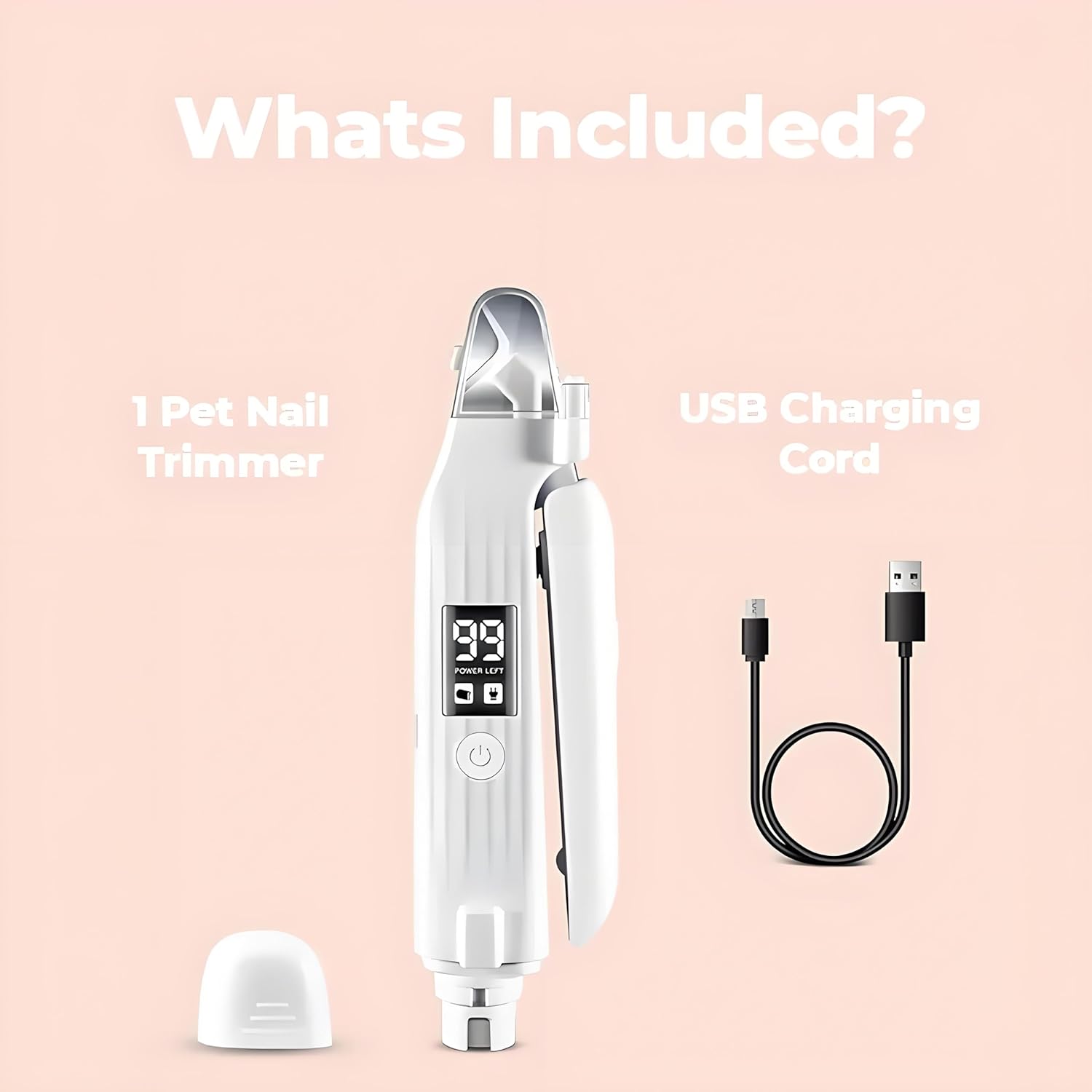 2 in 1 Dog Nail Trimmers & Clippers with LED Lights & Display,Splash Guard,Multiple Grinding Methods, Ultra-Quiet,USB Rechargeable, for Small, Medium, and Large Cats & Dogs