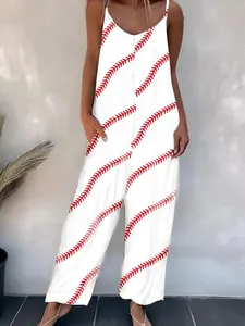 Women's Casual Romper with Pockets, Random Print One-Piece, Comfortable and Stylish, Perfect for Daily Wear