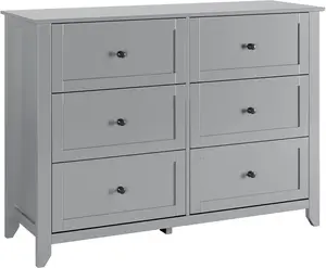 Gray Dresser for Bedroom 6 Chest of Drawer Dresser Storage Cabinet Modern Wood Organizer TV Stand Console Table for Living Room Entryway Hallway