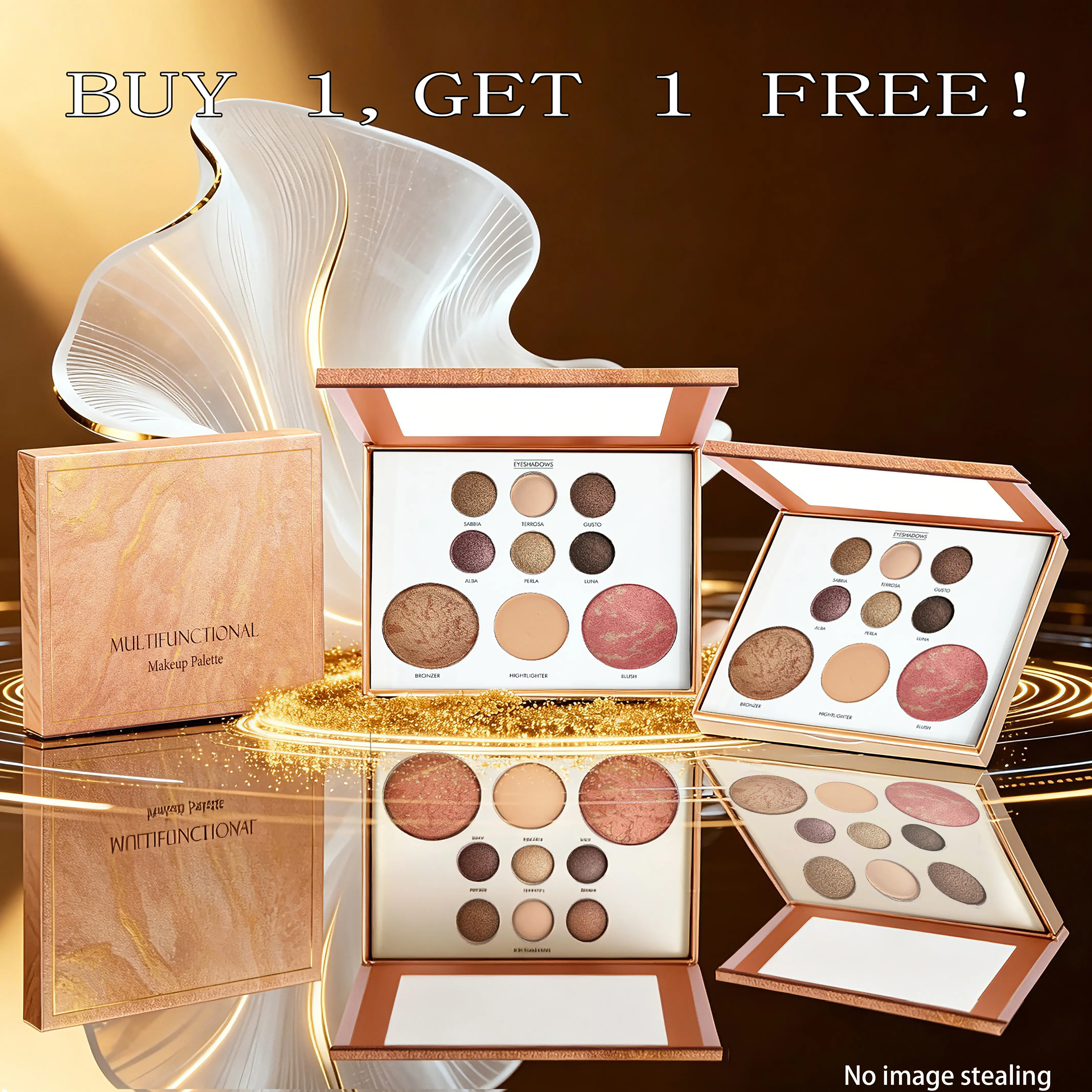 BUY1,GET 1 FREE! Makeup Palette Multi-Use Cosmetic Set Highlighter Eyeshadow Contour Blush Suitable for Any Makeup Look Zodiac Makeup Palette bronze eye shadow powder underground makeuppallette  fantal frame basic canvas pale skin face time shimmer finish