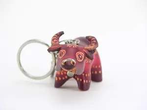 Genuine Handmade Leather  ox Keychain, car keychain, animal key ring cartoon creative key pendant  handmade small ornament