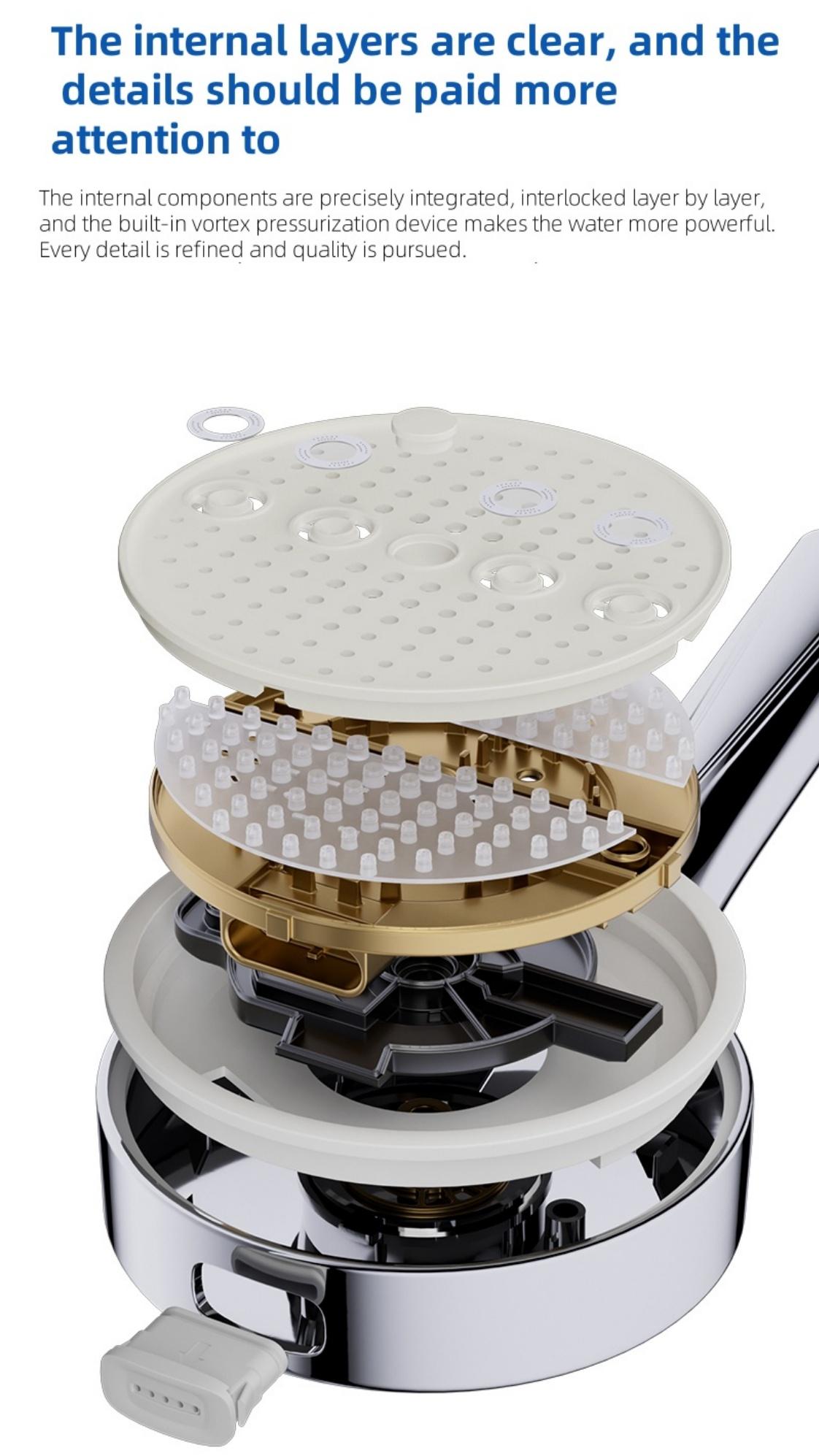 High-Pressure Handheld Shower Head, 6 Spray Mode Patterns, Water-Saving Design, Bathroom Shower Head, Fixed Shower Head, Bathroom Additions, Easy to Install, Durable, Silvery,Black Shower Head for Shower Use Solely For shower use solely