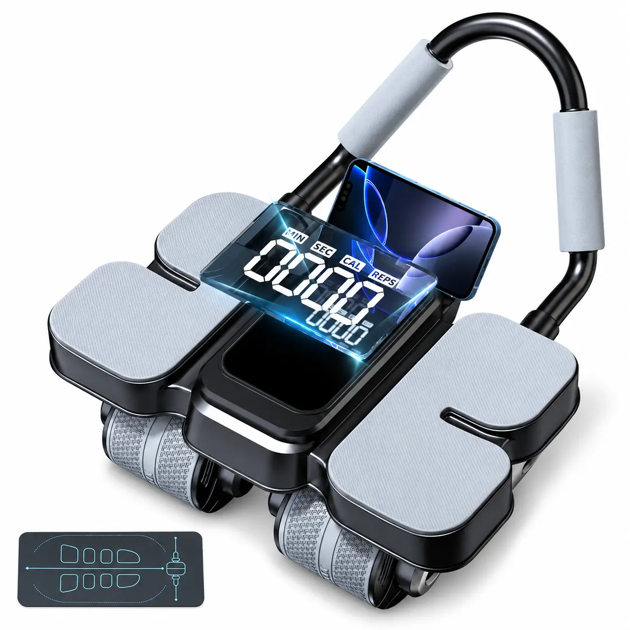 4-Wheel Ab Roller Machine Auto Rebound with Elbow Support