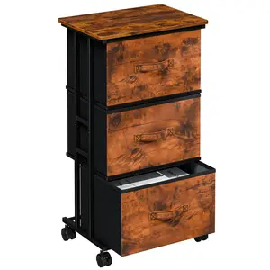 3 Drawers Dresser with Wheels for Bedroom, Fabric Storage Cabinet Organizer with Removable Fabric Bins, Sturdy Steel Frame for Living Room, Office, Entryway, Closets