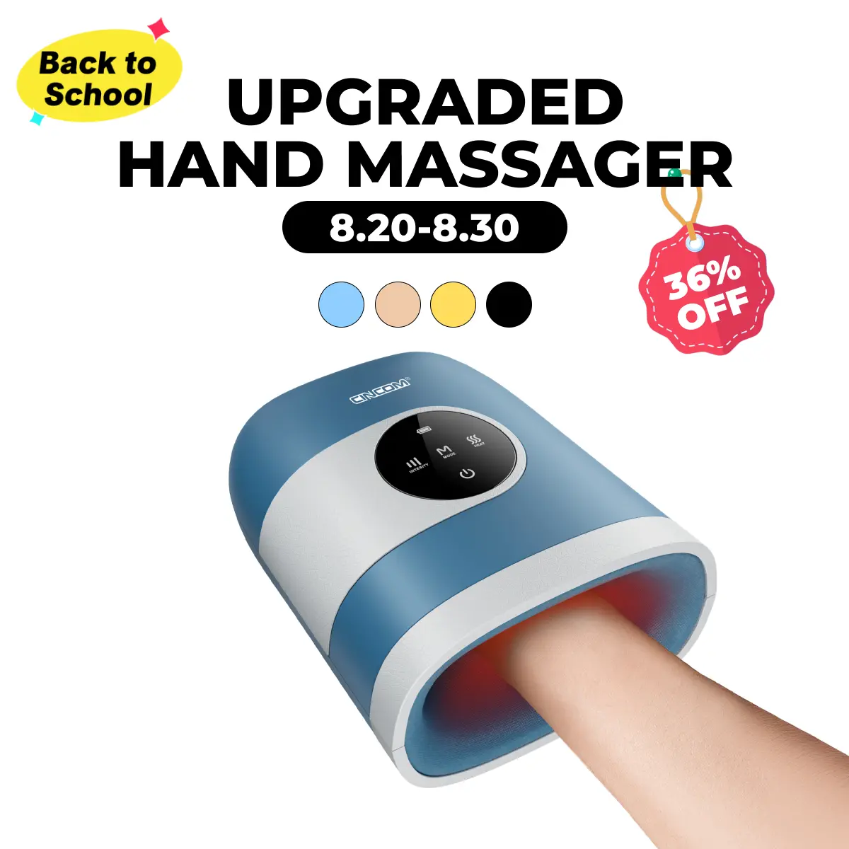 CINCOM Upgraded Hand Massager, Cordless Finger Soother with Customizable Settings, Rechargeable with Comfort Warmth, Provides Ultimate Relaxation, Wonderful Gift for Black Friday, Thanksgiving, Christmas, Birthdays & More,dorm essentials