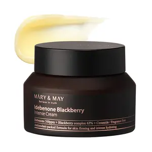 Mary&May Idebenone Blackberry Cream Antioxidant Korean Moisturizer with 5 Ceramides & Hyaluronic Acid for Skin Barrier Repair 48H Hydration All Skin Types 70g