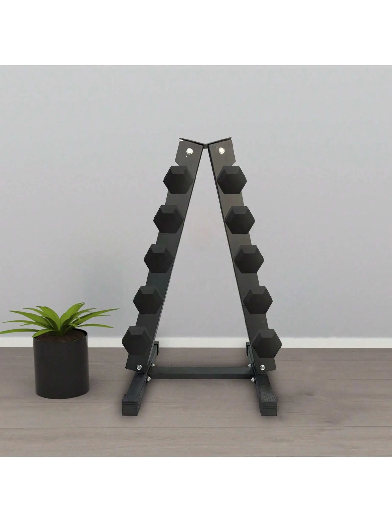 Gaomon 5-Tier Carbon Steel Dumbbell Rack Stand - Sturdy, Compact, 480LBS Max Weight Capacity, Black Hexagonal Home Gym Furniture for Dumbbells
