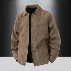 Men's Lightweight Casual Jacket - Men's Coat for Spring and Autumn, Tie-Dye Print - Retro Style, Snap Closure, Caramel/Black/Dark Gray, Machine Washable, Suitable for Daily Casual Wear, Outings, Work and Formal Occasions