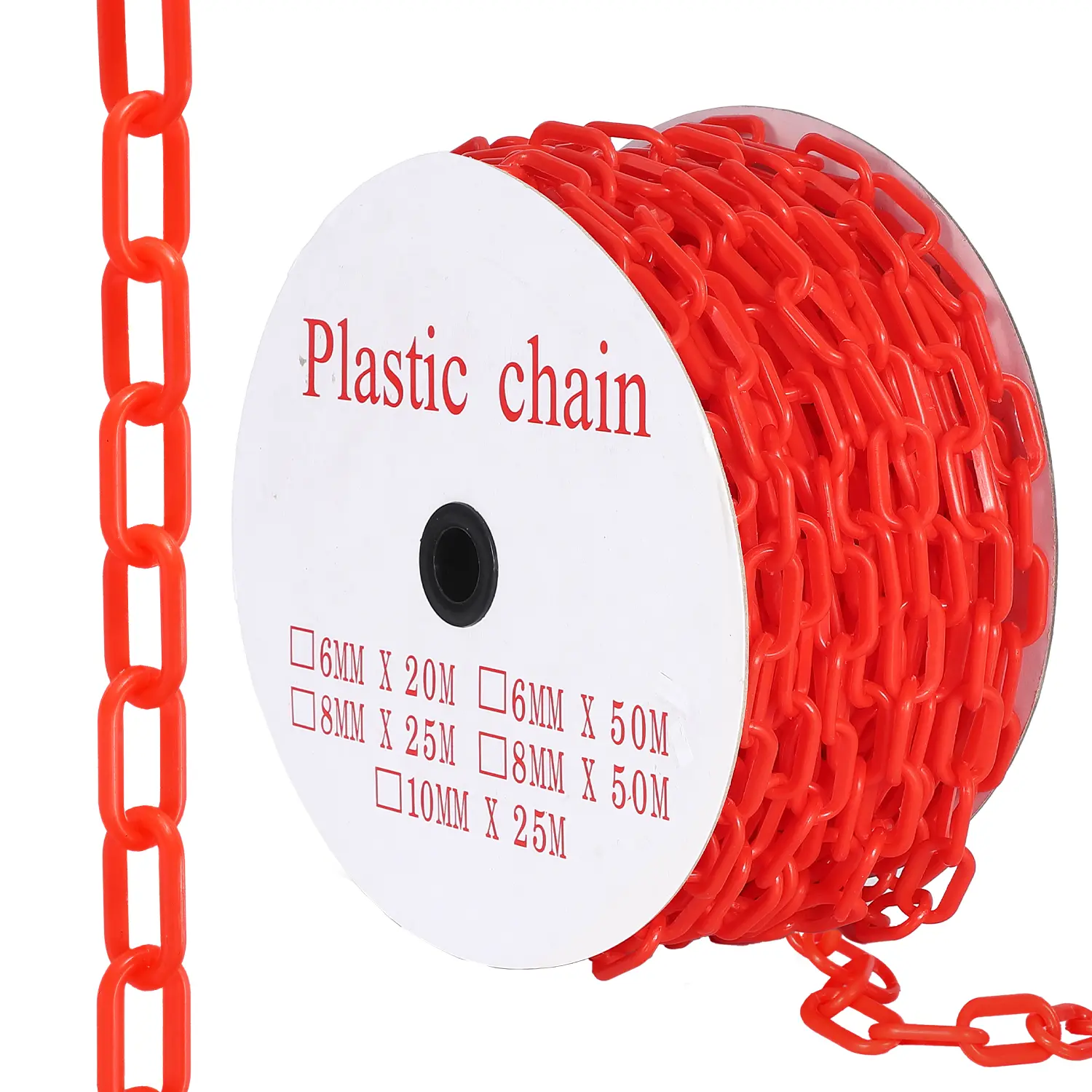 240FT Plastic Barrier Chain Yellow, 6MM Thick Safety Chain with 1.5-Inch Links, UV Resistant Plastic Chain with 50 Hooks for Crowd Control, Parking Lots, Driveways, Construction & Queue Lines