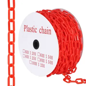 240FT Plastic Barrier Chain Yellow, 6MM Thick Safety Chain with 1.5-Inch Links, UV Resistant Plastic Chain with 50 Hooks for Crowd Control, Parking Lots, Driveways, Construction & Queue Lines