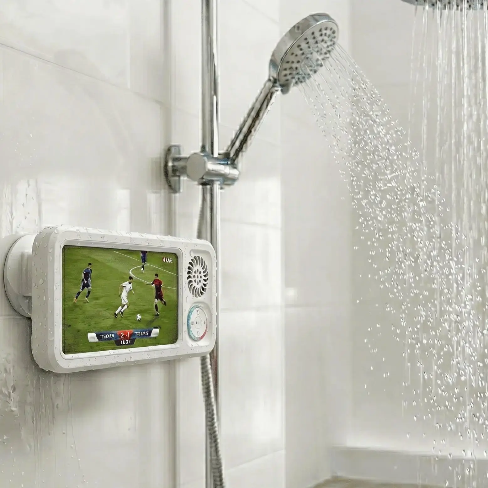 Bathroom shower waterproof phone holder,Bluetooth speaker 360°Rotation touch screen mobile phone box,Suction Cup Bathroom Case Mount Shelf
