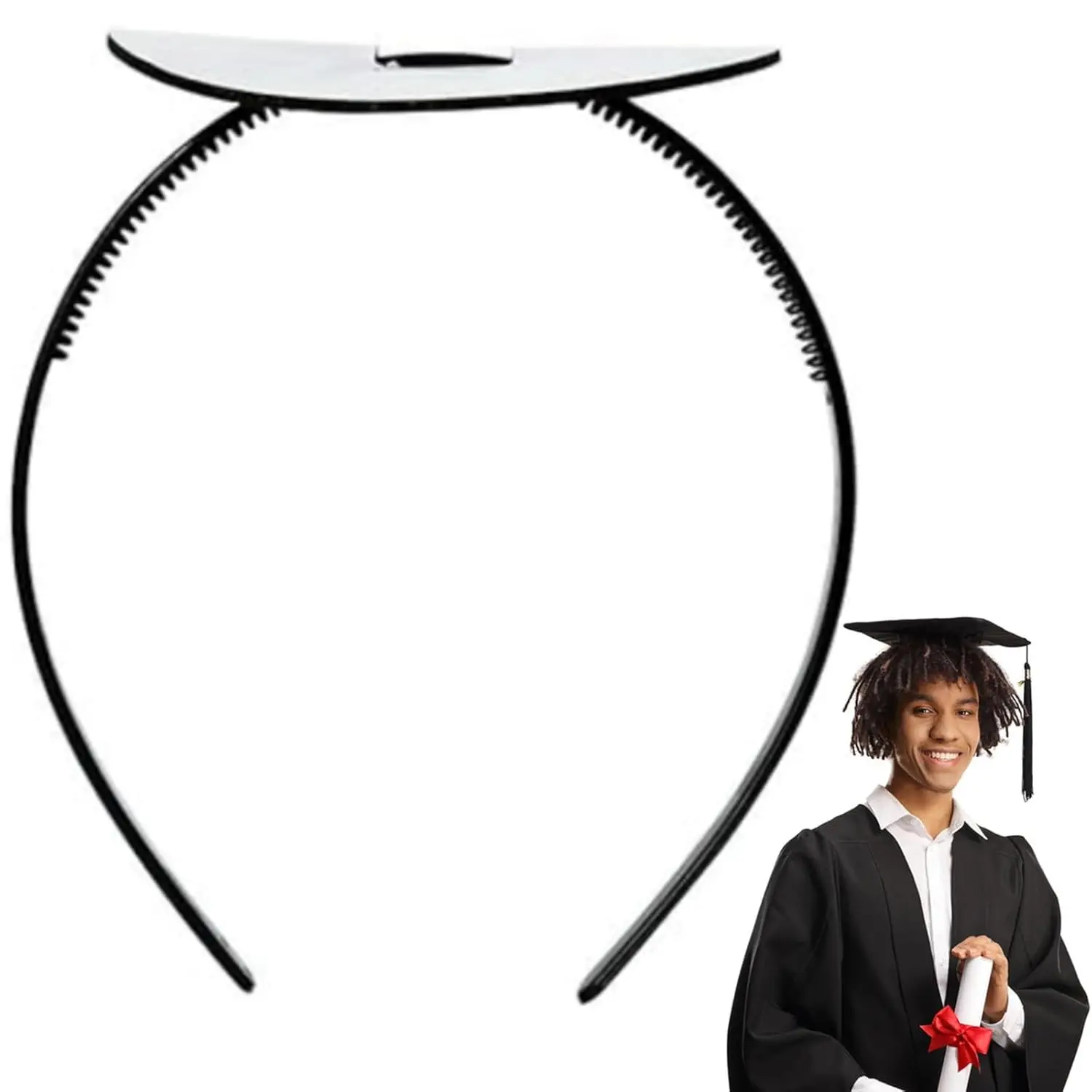 Hairband, Adjustable Black Graduation Cap Headband Insert, Simple and Practical Anti-Fall Hairband for Graduation Cap, Perfect for Female Adults, 1 Count, Cap Headband Graduation