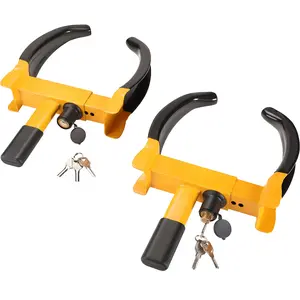 Wheel Lock,  2 Packs Universal Wheel Clamp Lock, Adjustable Anti Theft Trailer Lock Wheel Clamp, Heavy-duty Steel Tire Lock for ATV RV SUV Car Golf Cart Boats Motorcycles, with 6 Keys