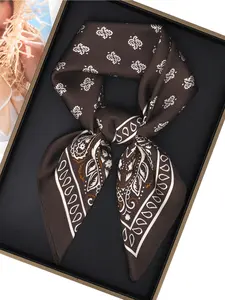 1 Piece Paisley Print Imitate Silk Square Scarf for Women Hijab Soft Neck Tie Female All Seasons Fashion Decoration Headscarf Kerchief Casual Soft Scarf Scarf Head Wrap