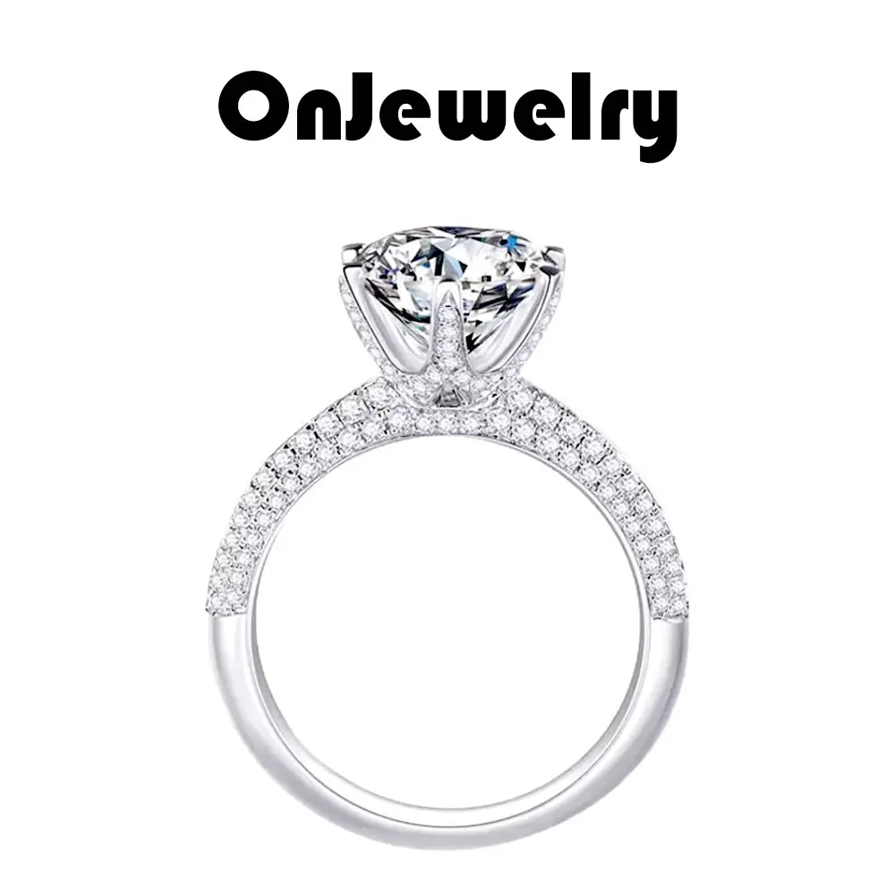 925 Sterling Silver Moissanite Ring for Women Classic 6-Prong 1 Carat Wedding Valentine Gift  Jewelry