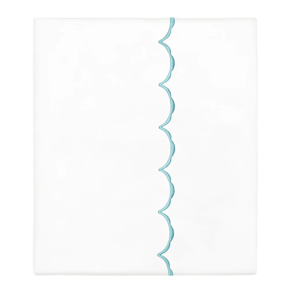Turquoise Wavelet Embroidered Flat Sheet