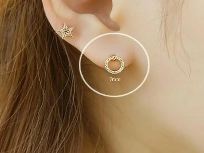 Cz Pave Circle Earrings • Dainty Geometric Threadless Pushpin Labret • Circle Cartilage Earrings • Gold Circle Studs • Small Helix Piercing