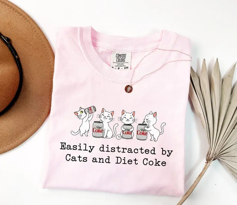 Diet Coke Lover Shirt, Diet Coke Top, Soda Lovers Gift, Diet Coke Apparel, Weird Jokes Shirt, Cute Cat Tee, Cat Humor Tshirt