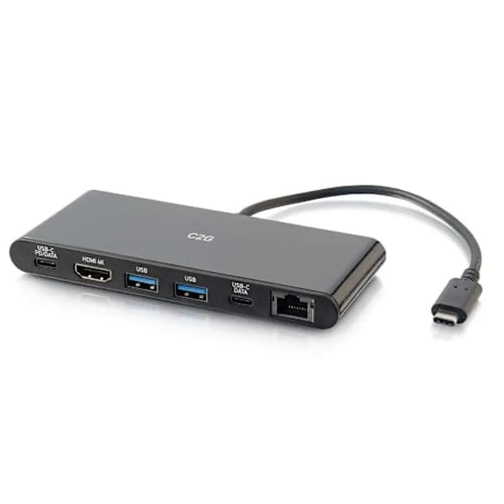 C2G USB-C 6-in-1 Mini Dock with HDMI, Ethernet, USB and Power Delivery up to 60W - 4K 30Hz