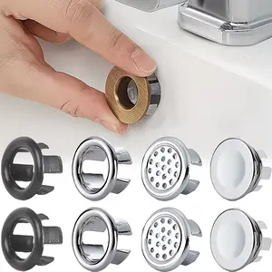 Sink Overflow Ring Cover Replacement, Bathroom Basin Trim, Round Plastic Sink Overflow Hole Covers, Durable Drain Plug, Easy Retrofit Installation