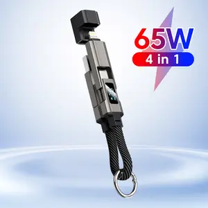 65W 4 in 1 Digital Display Super Fast Charging Keychain Data Cable Intelligent Digital Display Short Wire for iphone17 Samsung phone holder stand Wireless Induction Bluetooth Speaker Magnetic Semiconductor Rapid Cooling Cooler Suction Vehicles