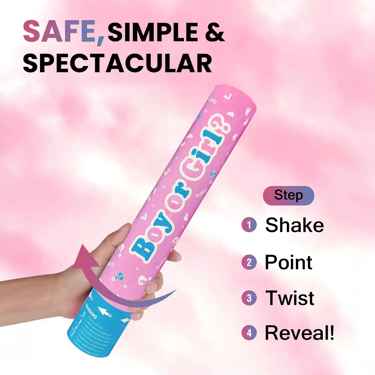4 Pack Pink Gender Reveal Powder Cannon, 11.6" Biodegradable Twist Poppers, Safe Air-Powered Color Powder Cannons for Gender Reveal & Baby Shower Party Decor - TikTok Shop 4 Pack Pink Gender Reveal Powder Cannon, 11.6" Biodegradable Twist Poppers, Safe Air-Powered Color Powder Cannons for Gender Reveal & Baby Shower Party Decor - TikTok Shop