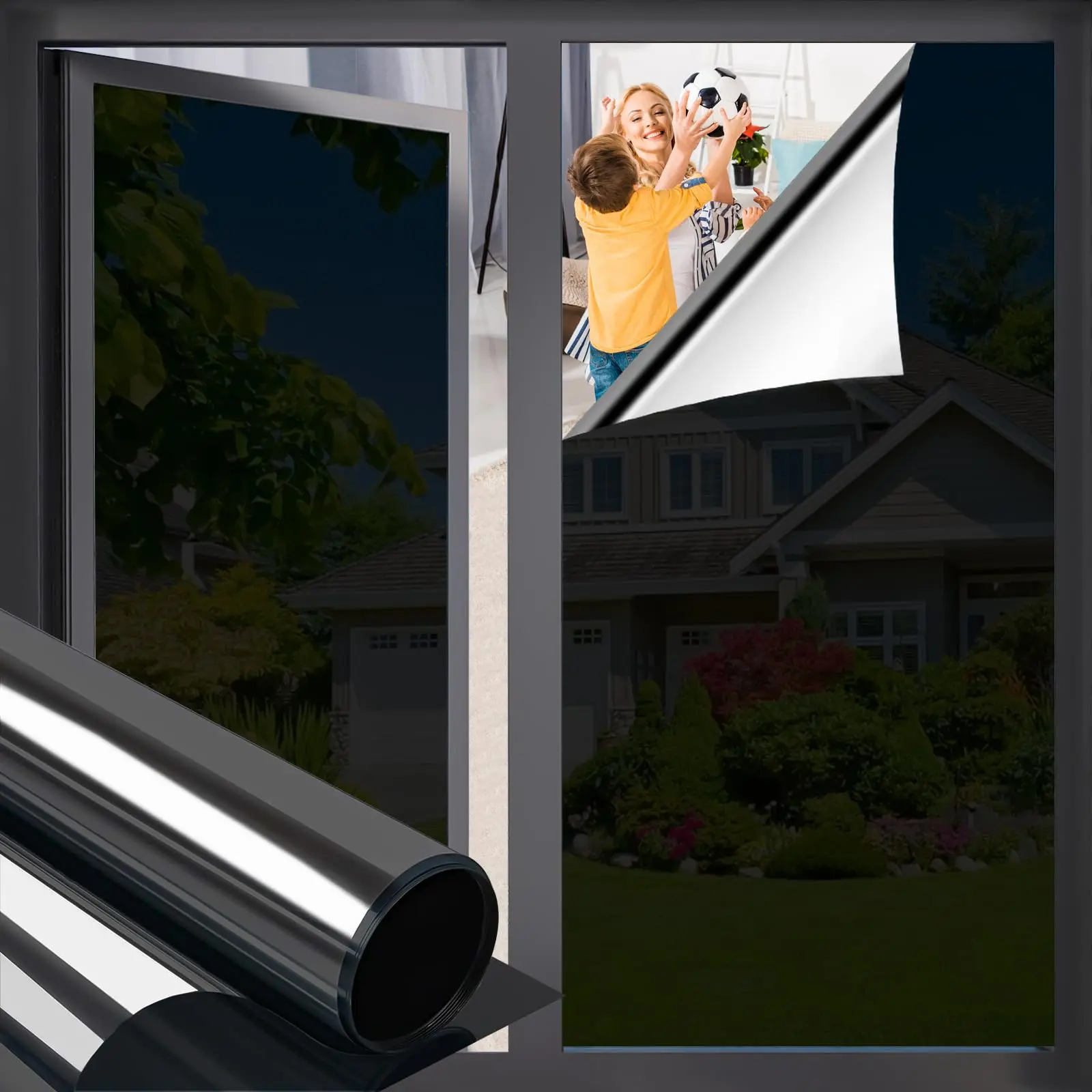 1 Roll of 1 way Privacy Sunscreen Window Film Mirror Reflective Window Film Shading Daytime Heat Control Can Be Removed with High quality PET Material Suitable for Home Office Hotels To Provide Effective Protection