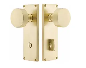 Emtek 8229.RAUS19.SKUS4.RH SELECT Modern Thumbturn Privacy , Sideplate Locksets Non-Keyed 7" , R-Bar Stem , Straight Knurled Handle.RH
