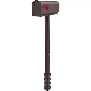 Architectural Mailboxes Newbury™ Rust-Proof Plastic Post Mounted Mail Box for Outside with Post, Mocha, Medium Curbside Mailbox, USPS Approved for Residential Delivery