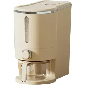 Airtight Rice Dispenser and Storage Container with Measuring Cup for Kitchen, Pantry, and Household Use – 11 lbs Capacity, Suitable for Rice, Cereals, and Dry Foods; Includes Silicone-Sealed Butter Dish and Curler Utensils Bottles Cream White / 11Lbs Heav