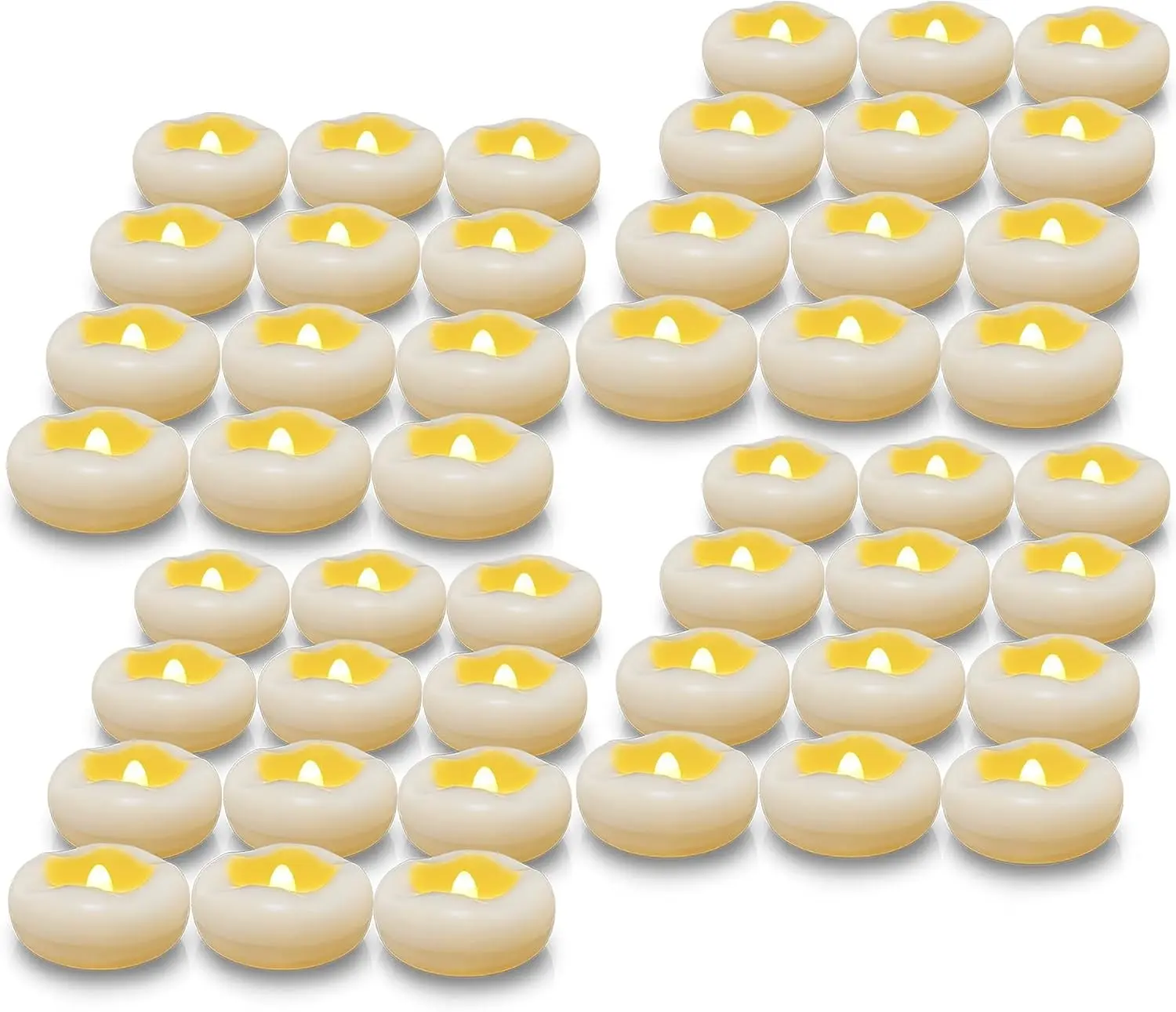 2.3" Water-Activated Floating Flameless LED Candles Waterproof White Plastic Battery Operated for Centerpieces Cylinder Vases Table Decor Wedding Pool Party 48 Packs