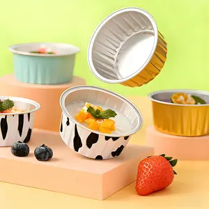 Baking Cupcake Liners 50-Pack 5 oz Disposable Aluminum Foil Baking Pans Eco-Friendly Dessert Containers Lidless Cupcake Holders