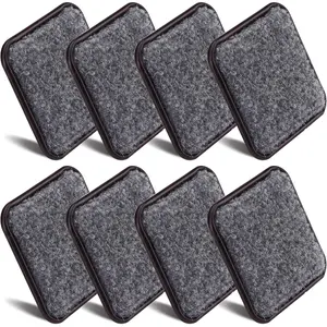 8 count 3" Square Furniture Sliders, Heavy Duty Furniture Pads Cups with Carpet Base,  Floor Protectors for Hardwood Vinyl Tile Couch Table Chair Bottom (Brown) (78mm, Square)