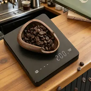 Walnut Wood Coffee Scale Bean Dish for Home, Coffee Making Tool, Coffee Bar Accessories, Ideal for Hand Drip and Espresso Coffee, Professional Powder Catching Plate, Wooden