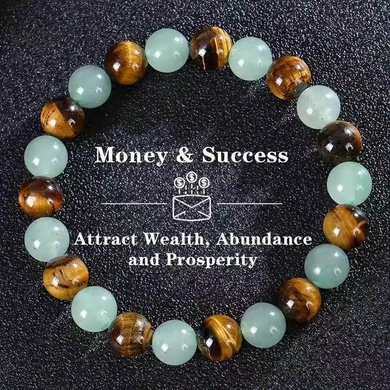 Natural Tiger Eye & Green Aventurine Beaded Bracelet for Women, Premium Elegant Handmade Stone Bracelet, Versatile Hanfu Matching Fashion Jewelry