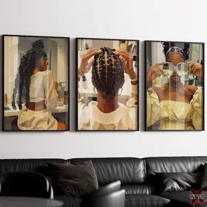 Black Woman Braids Wall Art  Afro American Art Black Girl Hair Print Feminine  Poster Melanin Girl Art