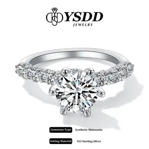 【#333 Vivian Crown】2CT Synthetic Moissanite Ring for Women, Promise Rings 925 Sterling Silver D Color VVS1 Wedding Band Moissanite Engagement Ring,Size 5.5-10