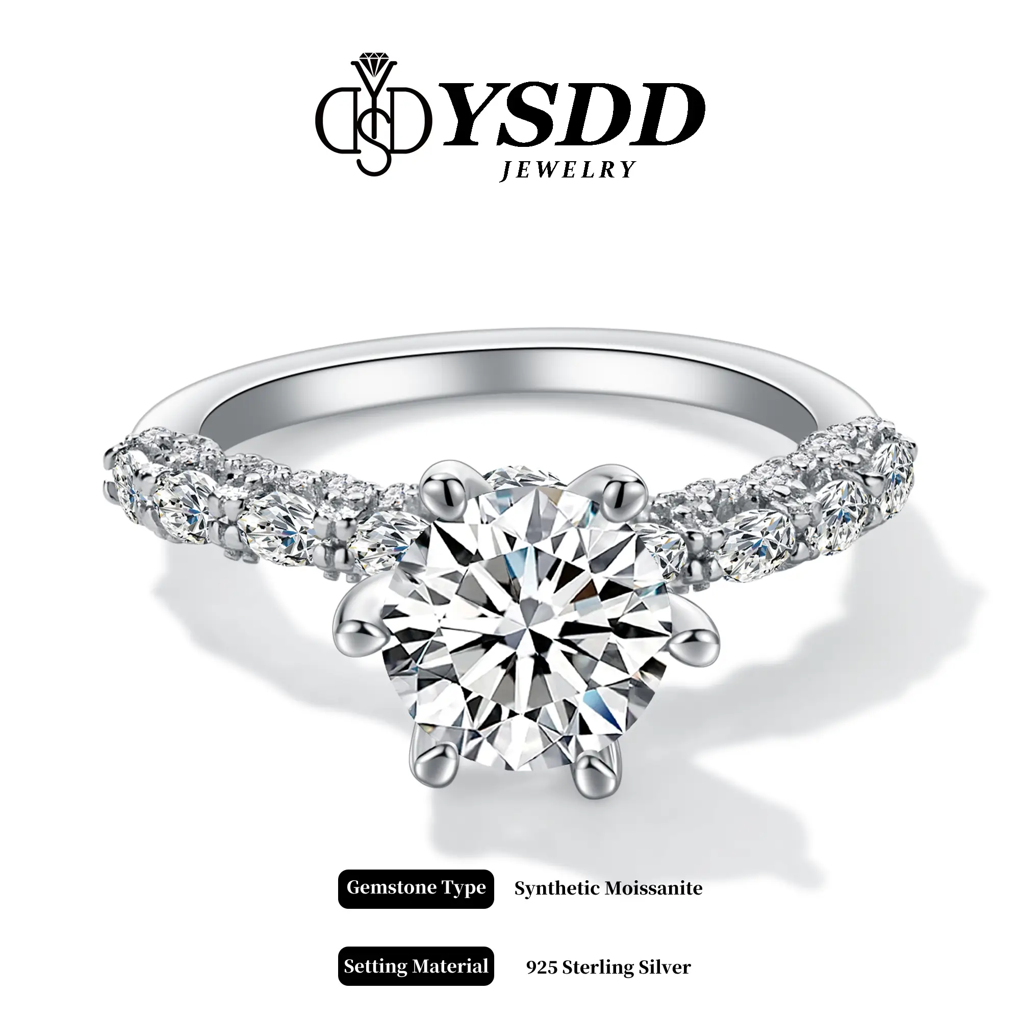 【#333 Vivian Crown】2CT Synthetic Moissanite Ring for Women, Promise Rings 925 Sterling Silver D Color VVS1 Wedding Band Moissanite Engagement Ring,Siz