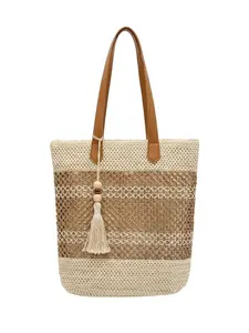 Vintage Tassel Woven Tote Bag 2026 | Boho Chic Hollow Out Straw Shoulder Bag | Large Capacity Crochet Beach Vacation Purse | Minimalist Aesthetic Summer Handbag for Women