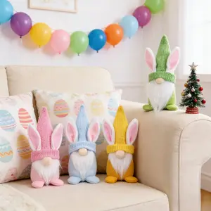 4pcs Easter Bunny Multi-Color Gnome Figurine Set, Easter Decorations, Indoor Desktop Holiday Decoration, Festive Home Decor, Cute Animal Design, Cute Rabbit Ornaments, Collectible Figurines