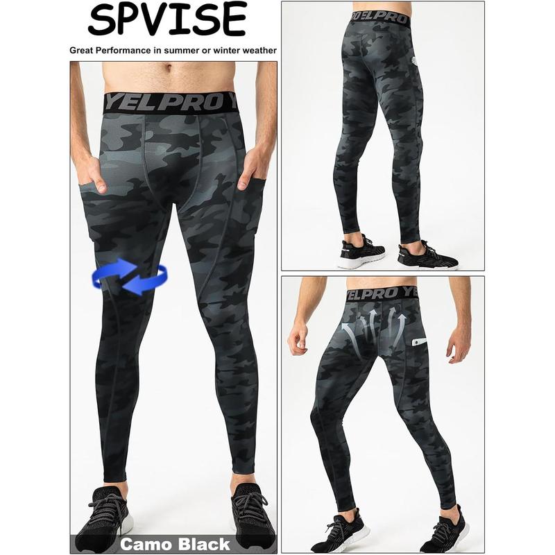 2 or 3 Pack Compression Pants Men Running Leggings Workout Base Layer Athletic Tights with Pockets for Gym Basketball