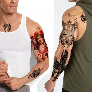 56 Pcs Temporary Tattoo Stickers Set - Realistic Half Arm & Shoulder Designs for Men and Women, Perfect for Parties & Casual Attire