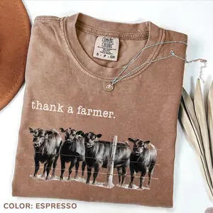 Comfort Colors Thank a Farmer Shirt, Beef Farmer T-Shirt, Western Farmer Tee, Cute Cow Shirt, Short Sleeve Tee