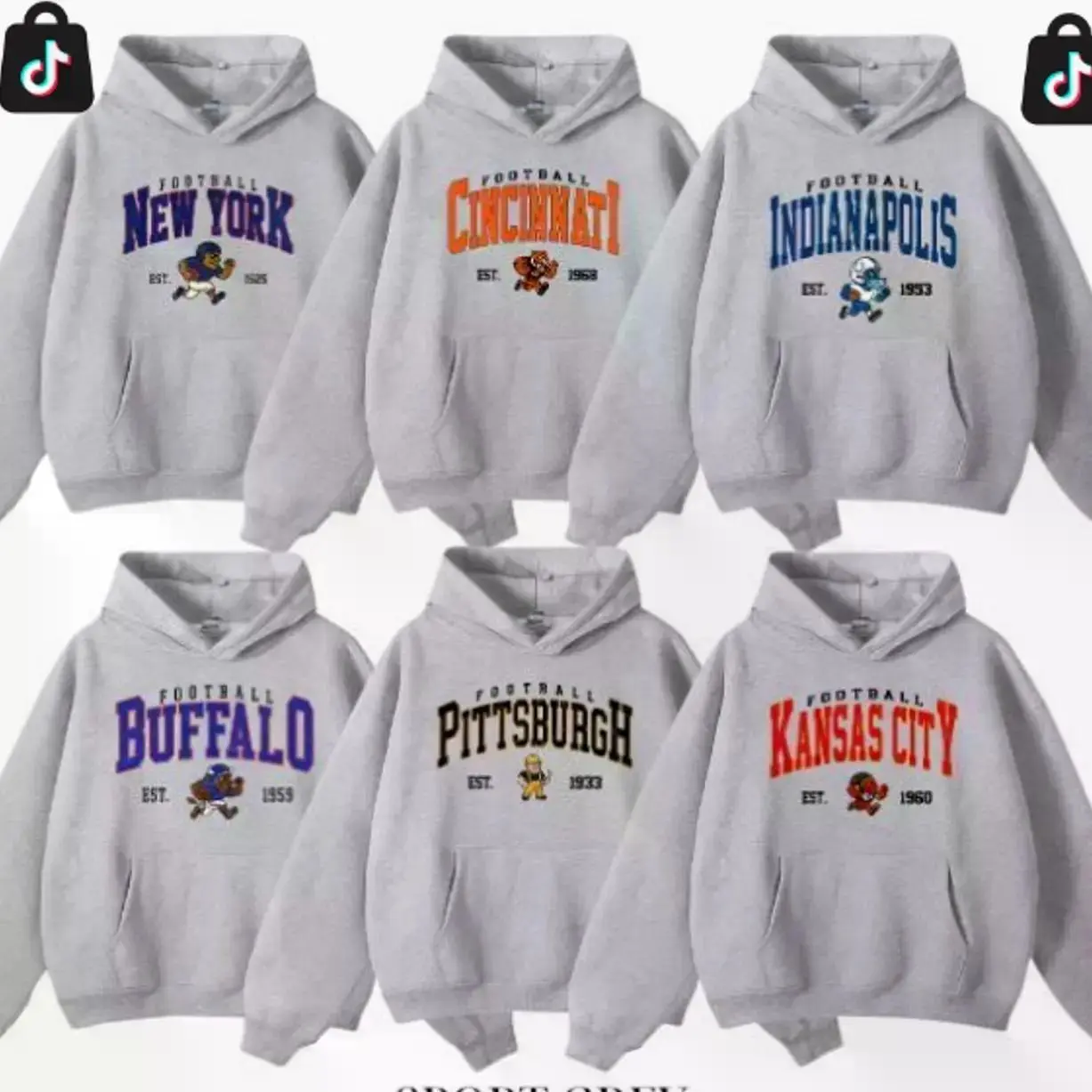 Vintage All Team Football Hoodie, Mascot Graphic Pullover, Retro Throwback Est Year Sports Hoodie, Sport Grey Game Day Unisex Top