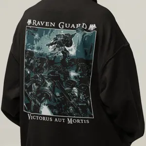 Raven Guard Warhammer 40K Hoodie, Space Marine Chapter Graphic Sweatshirt, Casual Pullover, Victorus Aut Mortis Fan Apparel