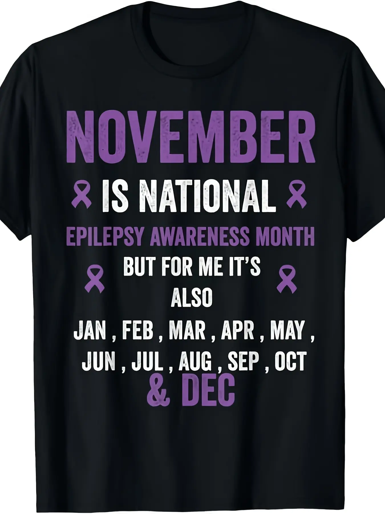 Epilepsy Awareness Purple Ribbon T-Shirt _ Men'S a unisex soft cotton short sleeve t shirt, vintage graphic casual tee for men women teens, perfect birthday holiday gift for camping travel gym daily street  wear