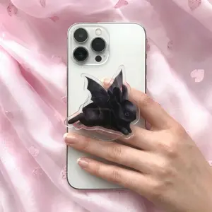 Bat Bunny MagSafe Phone Grip, Creepy Cute Kawaii Weird Whimsy Magnetic Phone Holder, Goth Rabbit Fan Gift , Kindle Accessories sticky Baby mount Library Card Flower-Shaped Multi-Functional Stand Universal Car Double-Sided Octo Adjustable Portable