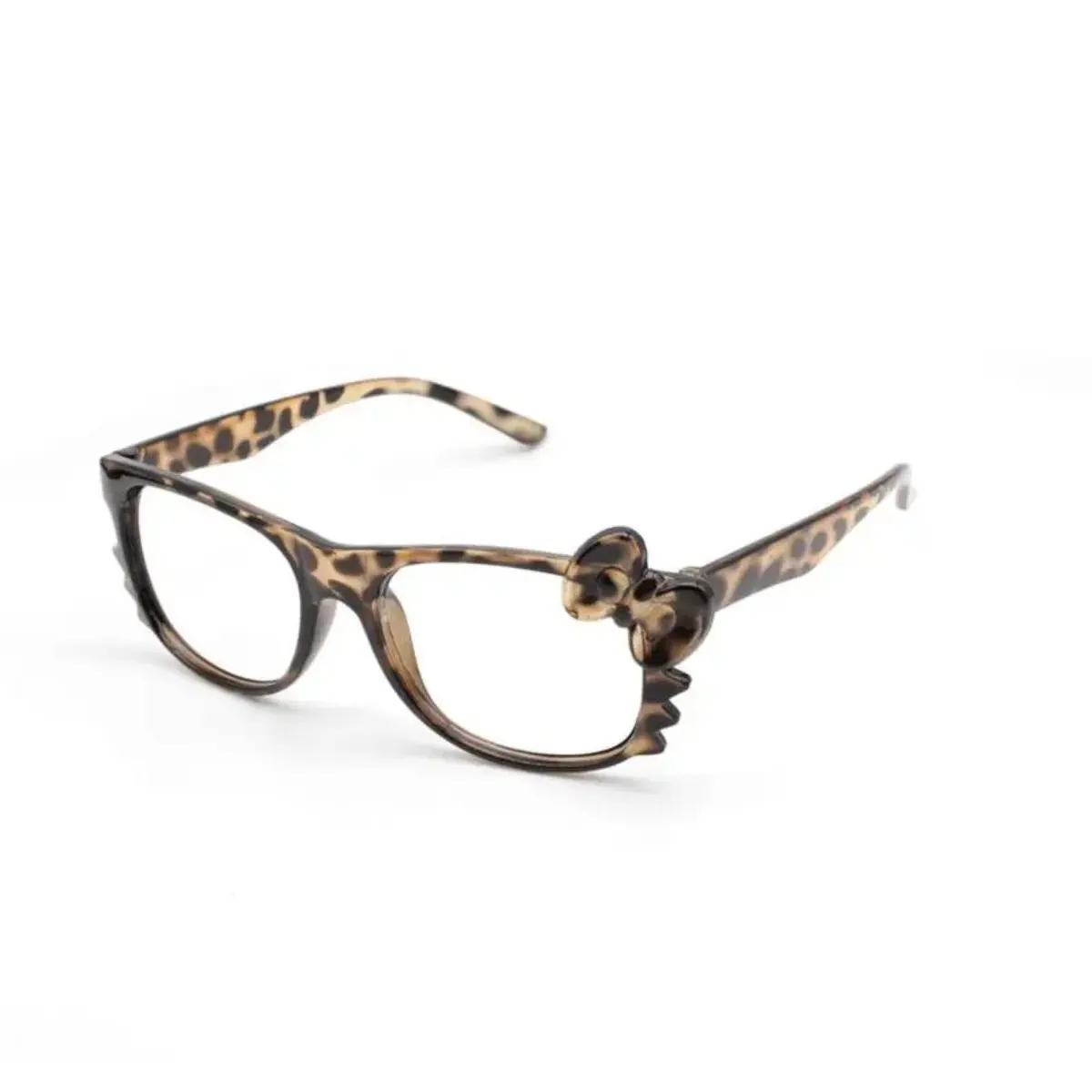 Women’s Y2K Leopard Kitty Glasses, Cute Cartoon Nerd Frame Fashion Decorative Eyewear